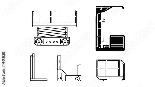 Lift Equipment Blueprints: Precision illustrations unveil the inner workings of various lifting equipment, showcasing detailed designs for engineering and industry applications.