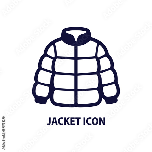 Jacket Icon - Minimal Outline Winter Coat Vector for Clothing and Fashion Design