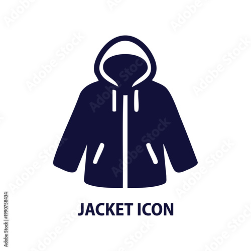 Jacket Icon - Minimal Outline Winter Coat Vector for Clothing and Fashion Design