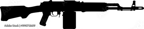 Assault rifle silhouette equipped with a high capacity drum magazine
