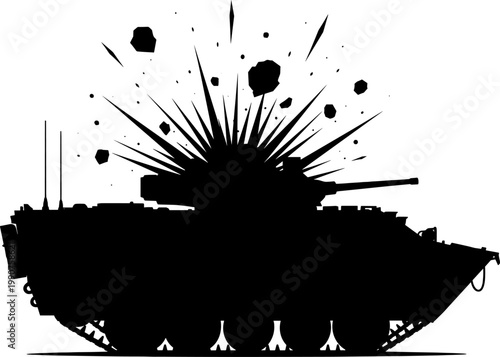 Armored tank being destroyed by a massive explosion