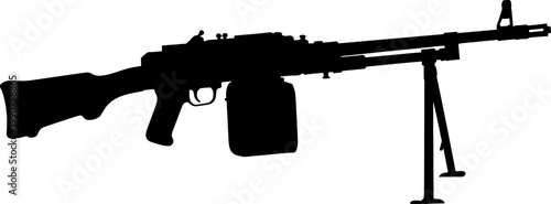 Belt-fed machine gun with bipod for heavy fire support