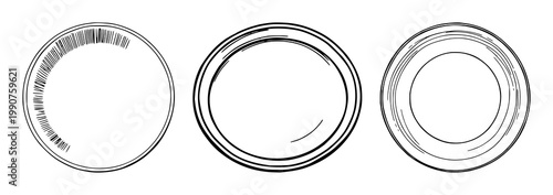 Ceramic plate set with black line art on white background featuring ceramic, plate, design with illustration and vector graphics