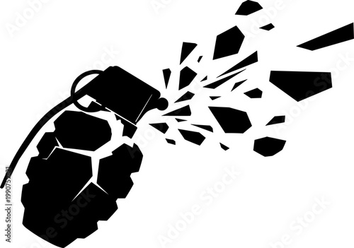 Fragmenting hand grenade explosion silhouette effect