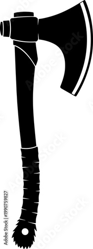 Handheld axe hatchet silhouette with textured grip handle