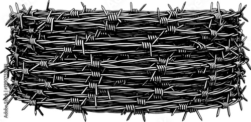 Coiled barbed wire silhouette for perimeter security