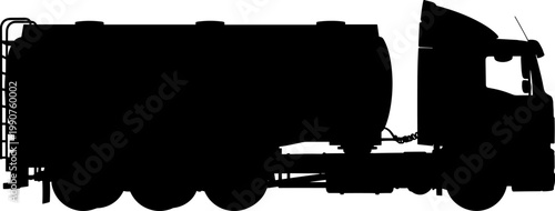 Fuel tanker truck profile silhouette for oil transportation