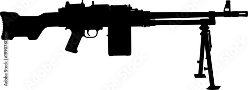 Heavy machine gun silhouette mounted on a bipod