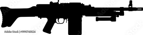 Heavy machine gun silhouette for military infantry support