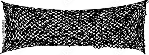 Industrial fishing net hanging in a horizontal stretch