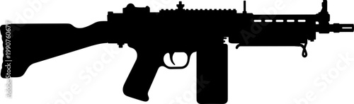 Light machine gun silhouette for military combat operations