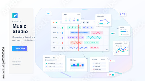 Neumorphic finance mobile app UI kit with overview, planner and component screens, analytics charts and smart control widgets in soft pastel style