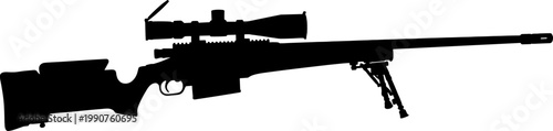 Long range sniper rifle with bipod silhouette