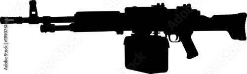 Light machine gun silhouette with ammunition box magazine