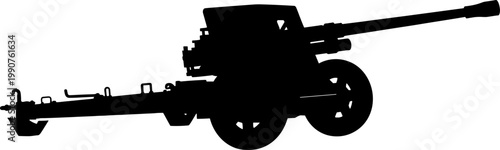Mobile field artillery gun silhouette with shield