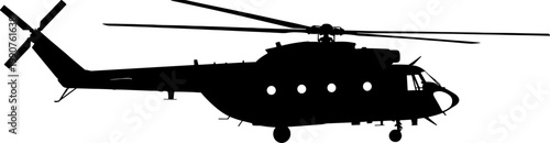 Military transport helicopter side view profile