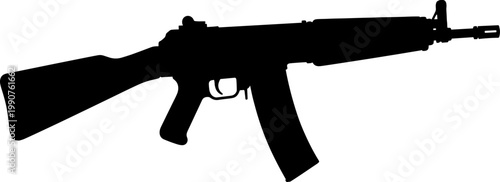 Modern assault rifle silhouette with a curved magazine and stock