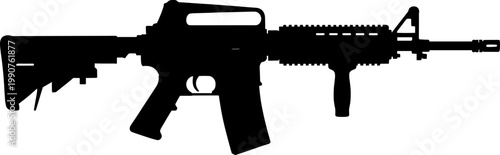Modern assault rifle silhouette with tactical attachments