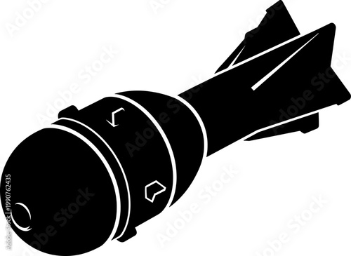 Mortar bomb projectile silhouette with tail fins