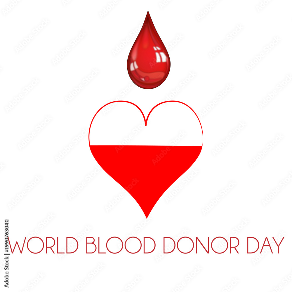 Fototapeta premium World Blood Donor Day Heart Shape with Blood Drop Awareness Vector Design