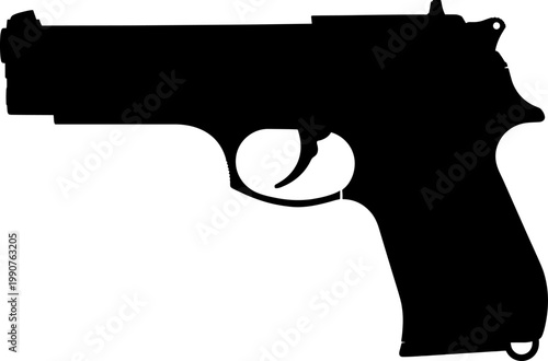 Semi-automatic pistol handgun side view silhouette