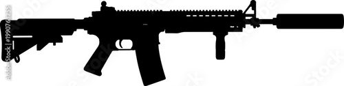 Silenced assault rifle silhouette for tactical stealth operations