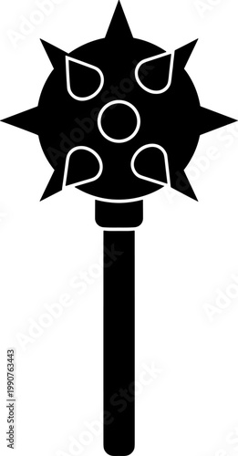 Spiked morning star mace silhouette for medieval combat