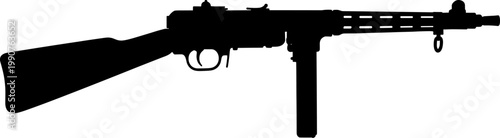 Submachine gun silhouette for tactical combat concepts