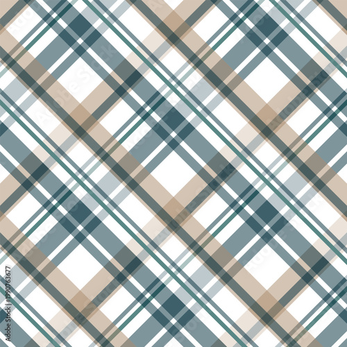seamless plaid pattern with blue beige and white colors