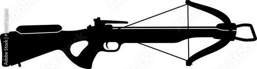 Tactical crossbow silhouette with reinforced stock and scope
