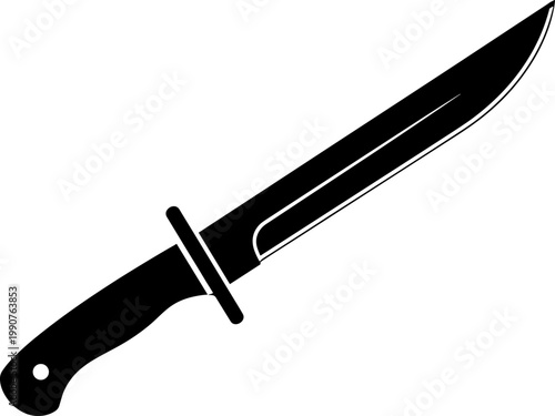 Tactical survival combat knife silhouette for outdoor use