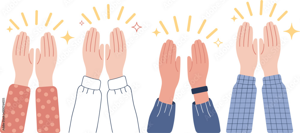 Fototapeta premium Hands clapping applause gesture set showing appreciation and celebration moments