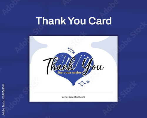 Thank You Blue Heart Minimal Design Customer Appreciation Card Template