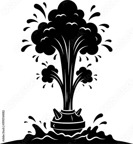 Underwater naval mine detonating with a large splash