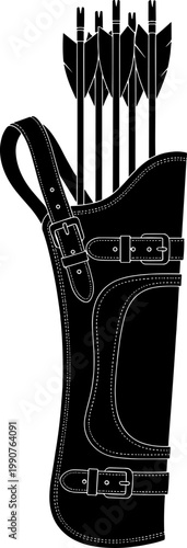 Traditional leather quiver with arrows silhouette