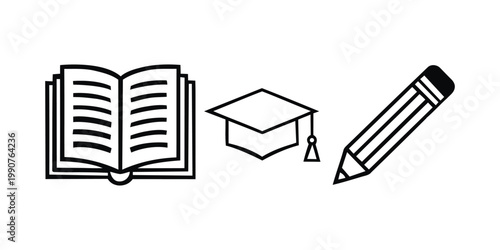 Education Learning and Stationery Icons Vector Set