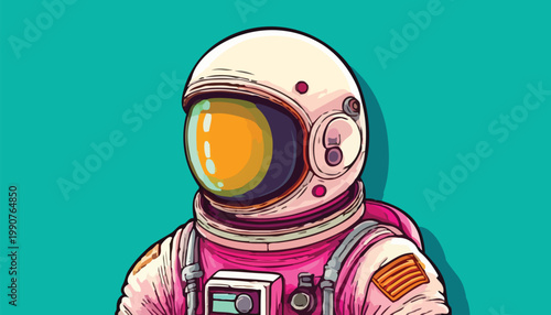 Illustration of an Astronaut in a Spacesuit with a Reflective Visor.