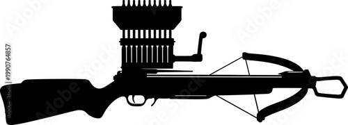 Ancient repeating crossbow silhouette with magazine mechanism