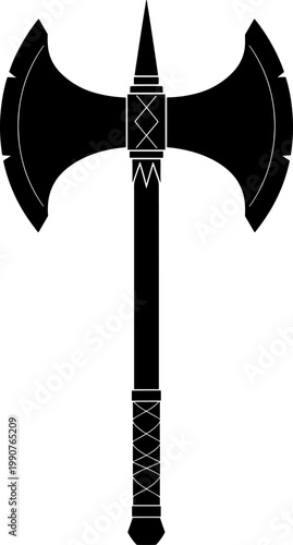 Double headed battle axe medieval fantasy weapon silhouette