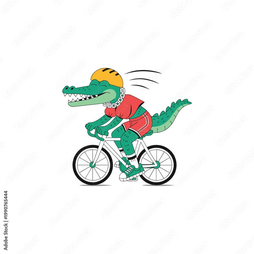 Naklejka premium Cycling Crocodile Mascot Fun Vector Illustration