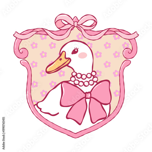 Vintage Thrifted Goose vector, Grandma Core, Coquette Cottage Core Elegant Frame Thrifted, Pink Mama Vector