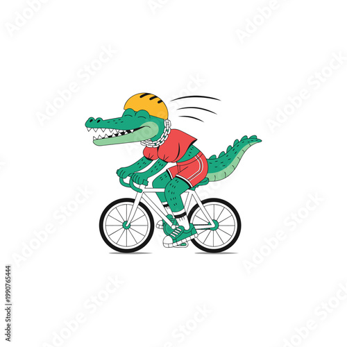 Cycling Crocodile Mascot Fun Vector Illustration