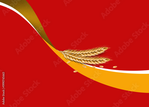 wheat and red background template. wheat banner and illustrations