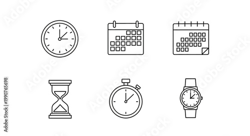 Collection of Clocks and Calendars Focused on Time.