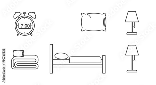Bed And Sleep Essentials In Bedroom Scene.