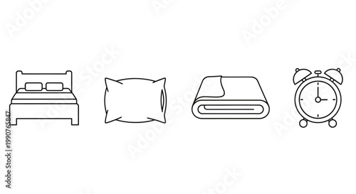 Comfortable bed with pillow and blanket illustration.