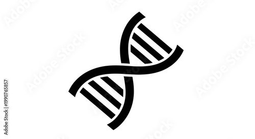 DNA double helix icon, simple black genetic structure symbol