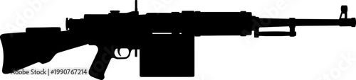 Modern light machine gun silhouette with bipod and ammo box