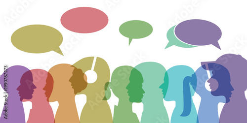 Silhouette of talking people