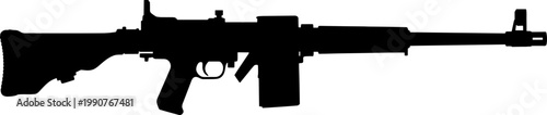 Squad automatic weapon machine gun silhouette profile view